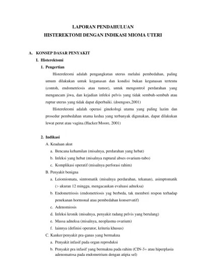 Download & view lp & askep mioma uteri as pdf for free. Laporan Pendahuluan Mioma Uteri
