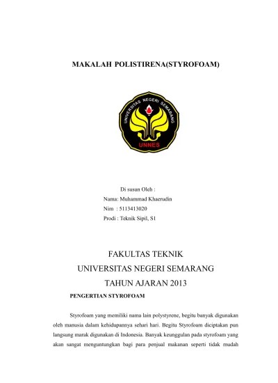 Makalah kimia dasar (tentang atom) oleh: Top Pdf Makalah Polistirena Kimia Dasar 123dok Com