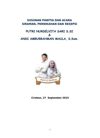 Dengan mengucap syukur alhamdulillah kami menghatur selamat datang. Top Pdf Acara Dan Susunan Panitia Pernikahan 123dok Com