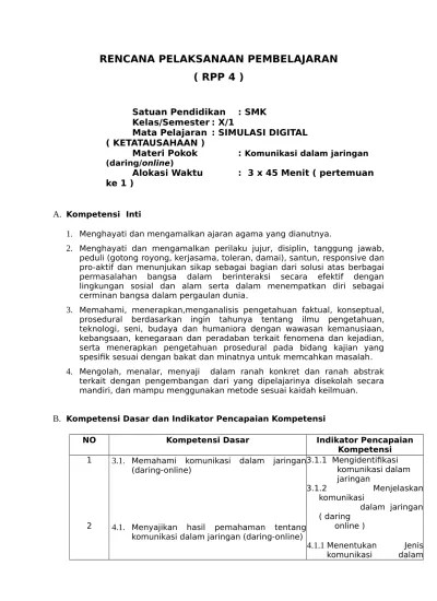 Berikut ini kami sajikan rpp mata pelajaran simulasi digital untuk smk yang sudah menggunakan kurikulum 2013. Rpp Simulasi Dan Komunikasi Digital Buku Digital