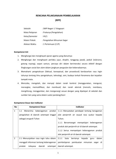 Semua materi tersebut saya rangkum dan susun menjadi sebuah . Top Pdf Rpp Prakarya Kelas 7 Rekayasa Alat Penjernih Air 123dok Com