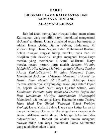 Dalam meningkatan keaktifan dan hasil belajar ips kelas v. Bab Iii Biografi Ulama Kalimantan Dan Karyanya Tentang Al Asma Al Husna