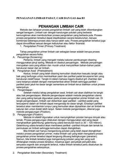 Penanganan Limbah Padat, Cair, Gas
