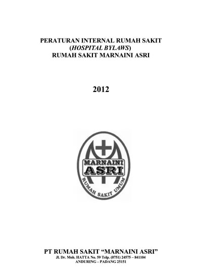 Rumah sakit umum daerah dt. Top Pdf Peraturan Internal Rumah Sakit 2012 123dok Com