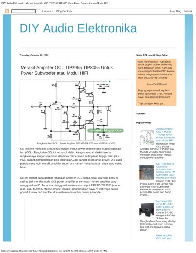 Pencarian terkait skema power mini tip 3055. Diy Audio Elektronika Merakit Amplifier Ocl Tip2955 Tip3055 Untuk Power Subwoof Pdf