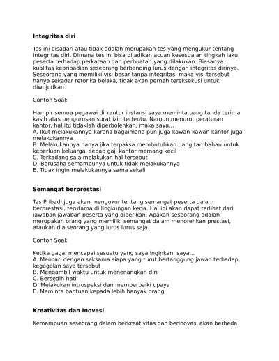 Yuk Simak 19+ Contoh Soal Tes Karakteristik Pribadi Pdf [Terlengkap] 