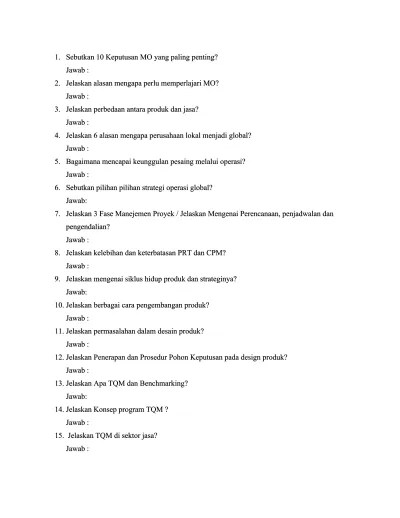 Our discreet approach to academic writing help includes: Top Pdf Soal Dan Jawaban Manajemen Operasional 123dok Com