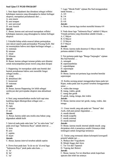 Soal profesi keguruan (mkdk4005) dan pembahasan. Soal Ujian Ut Pgsd Pdgk4207