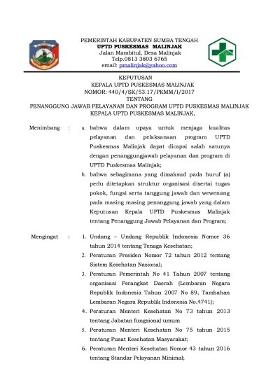 Pemegang program tb puskesmas, serta organisasi profesi. Top Pdf 2 3 1 2 Sk Penetapan Penanggung Jawab Ukm Dan Ukp 123dok Com
