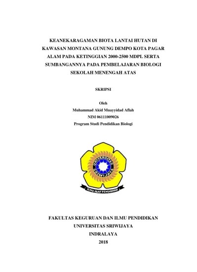 Jurnal pendidikan biologi is managed by the department of biology education, faculty of teacher training and education, state islamic institute of . Skripsi Oleh Muhammad Akid Muayyidad Aflah Nim Program Studi Pendidikan Biologi