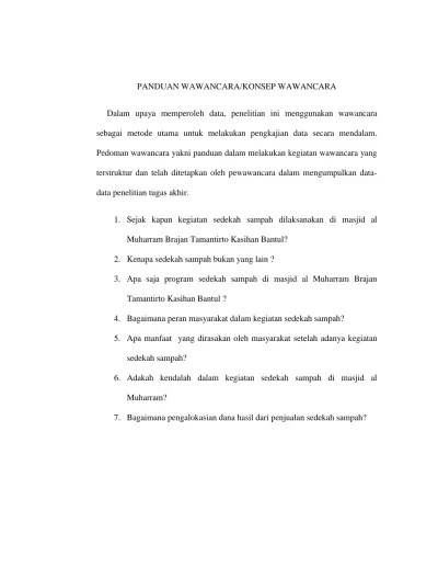 PANDUAN WAWANCARA/KONSEP WAWANCARA