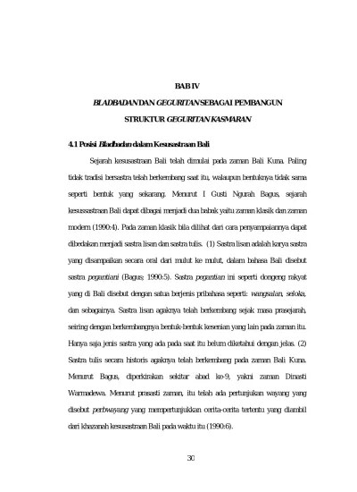 Dalam kamus bahasa bali indonesia diuraikan secara etimologi kata. Bab Iv Bladbadan Dan Geguritan Sebagai Pembangun Struktur Geguritan Kasmaran