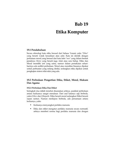 Perbedaan etika dan etiket (1). 19 2 Perbedaan Pengertian Etika Etiket Moral Hukum Dan Agama