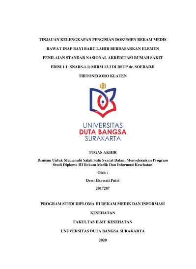 Pada penyimpanan rekam medis rawat jalan di blud rs ratu zalecha martapura belum . Analisis Kelengkapan Rekam Medis Rawat I