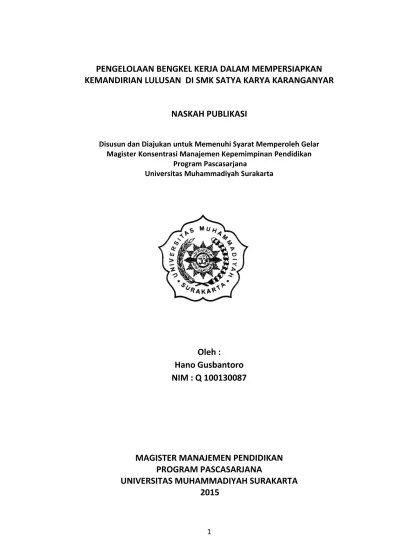 Jalan lawu bejen karanganyar 57716 nss / nds : Pengelolaan Bengkel Kerja Dalam Mempersiapkan Kemandirian Lulusan Di Smk Satya Karya Karanganyar Pengelolaan Bengkel Kerja Dalam Mempersiapkan Kemandirian Lulusan Di Smk Satya Karya Karanganyar