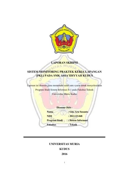 Analis monitoring, evaluasi dan pelaporan. Laporan Skripsi Sistem Monitoring Praktek Kerja Lapangan Pkl Pada Smk Assa Idiyyah Kudus