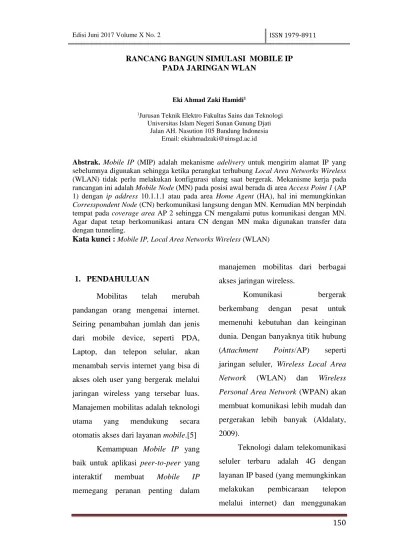 RANCANG BANGUN SIMULASI MOBILE IP PADA JARINGAN WLAN