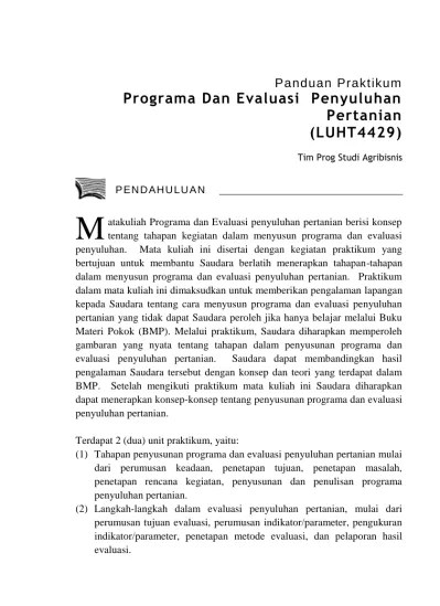 Hasil evaluasi yang dilaksanakan tahun 2019 : Panduan Praktikum Programa Dan Evaluasi Penyuluhan Pertanian Luht4429