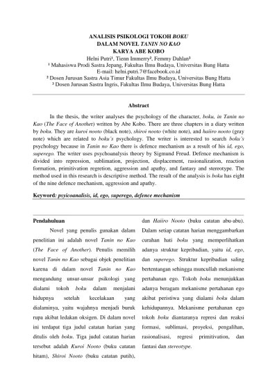 Sebagai contoh, idea bahawa id adalah komponen keperibadian yang . Keyword Psyicoanalisis Id Ego Superego Defence Mechanism