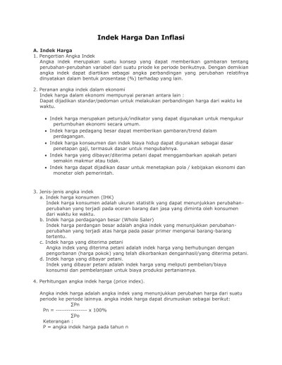 Dari tabel indeks harga agregatif di atas dapat ditafsirkan …. Modul Ekonomi Kelas X Sma