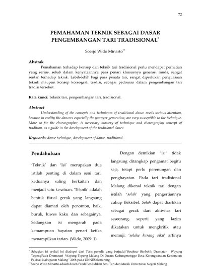Secara dasar, pola tersebut di atas sudah bisa dibuat sepatu. Pemahaman Teknik Sebagai Dasar Pengembangan Tari Tradisional