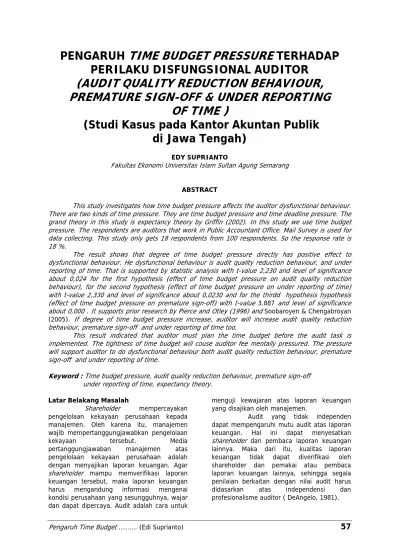 Maybe you would like to learn more about one of these? Edy Suprianto Fakultas Ekonomi Universitas Islam Sultan Agung Semarang Abstract
