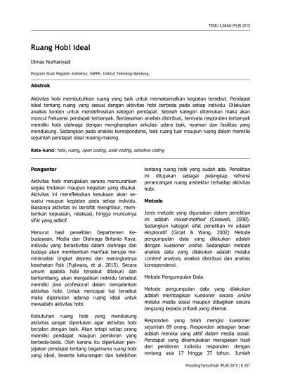 2.1 angket terbuka/ tidak terstruktur. Ruang Hobi Ideal Dimas Nurhariyadi Abstrak