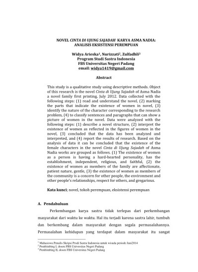 Pada penelitian ini difokuskan pada teori psikologi sastra meliputi id ego dan . Analisis Isi Pesan Dakwah Dalam Novel Cinta Di Ujung Sajadah Karya Asma Nadia