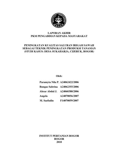 Format penulisan laporan akhir pengabdian. Contoh Laporan Akhir Pengabdian Kepada Masyarakat