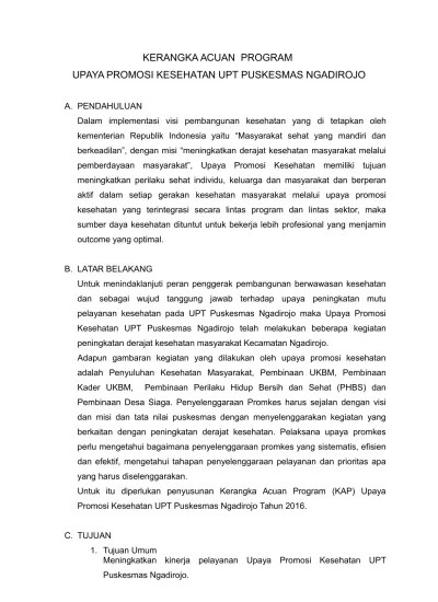Apa tujuan pembentukan pos ukk ? Kerangka Acuan Program Kesehatan Kerja Docx