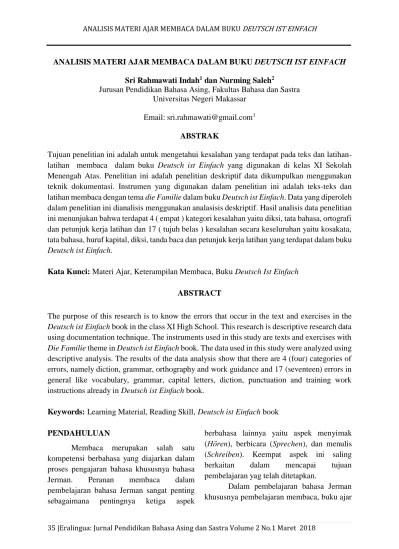 •teks bahasa jerman terkait topik meine familie ( deutsch ist einfach, hal. Analisis Materi Ajar Membaca Dalam Buku Deutsch Ist Einfach