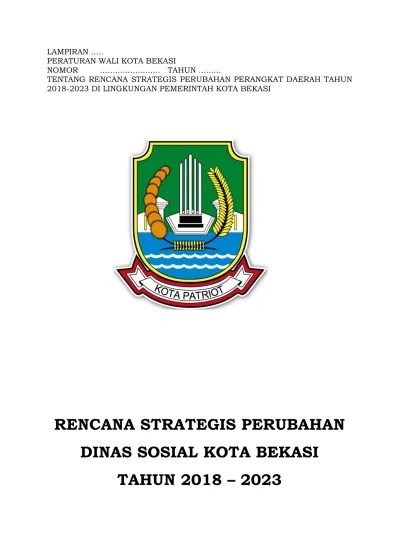 RENCANA STRATEGIS PERUBAHAN DINAS SOSIAL KOTA BEKASI TAHUN