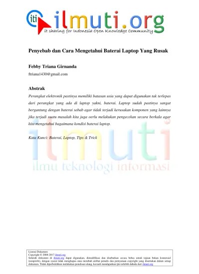 Bagaimana jika baterai yang digunakan . Penyebab Dan Cara Mengetahui Baterai Laptop Yang Rusak