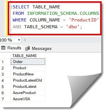 How To Find Table With Column Name in SQL Server - DataBaseBlogs.com