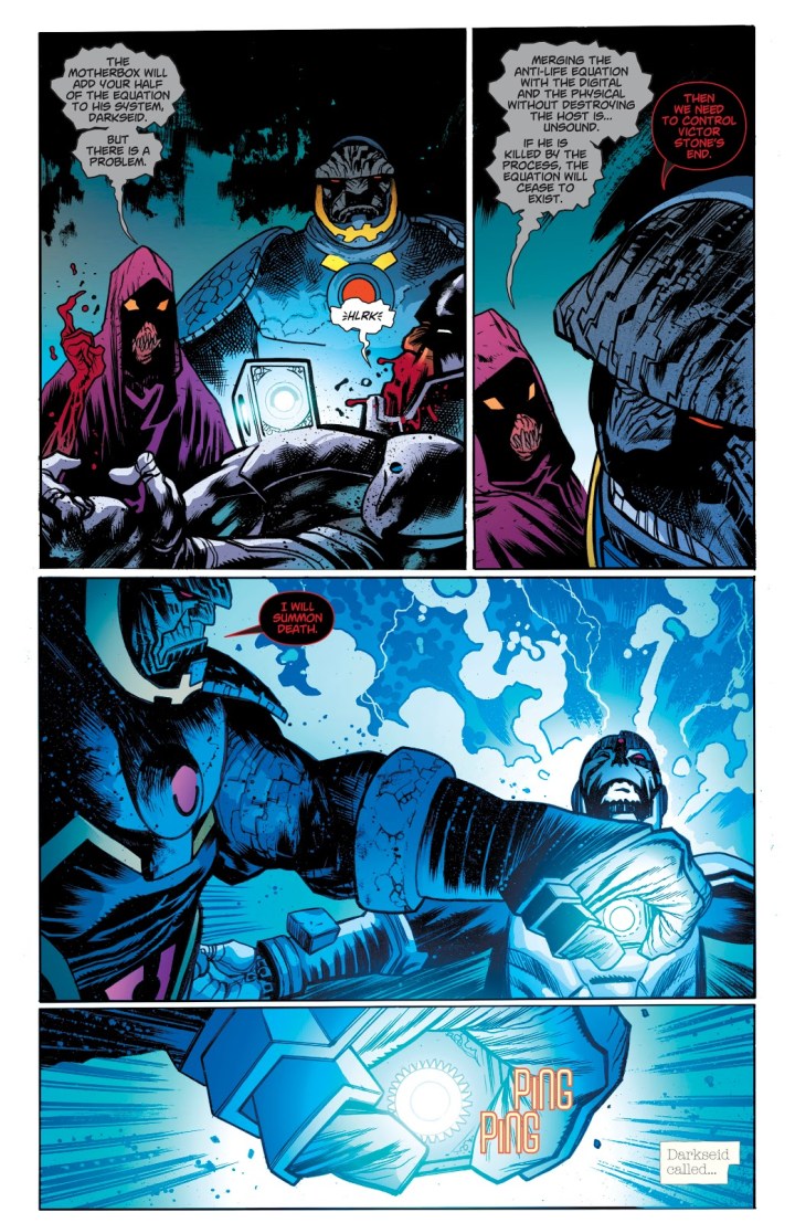 In 'DCeased' (1999) #1, Darkseid summons the Black Racer with the MotherBox in order to corrupt the Anti-Life Equation.