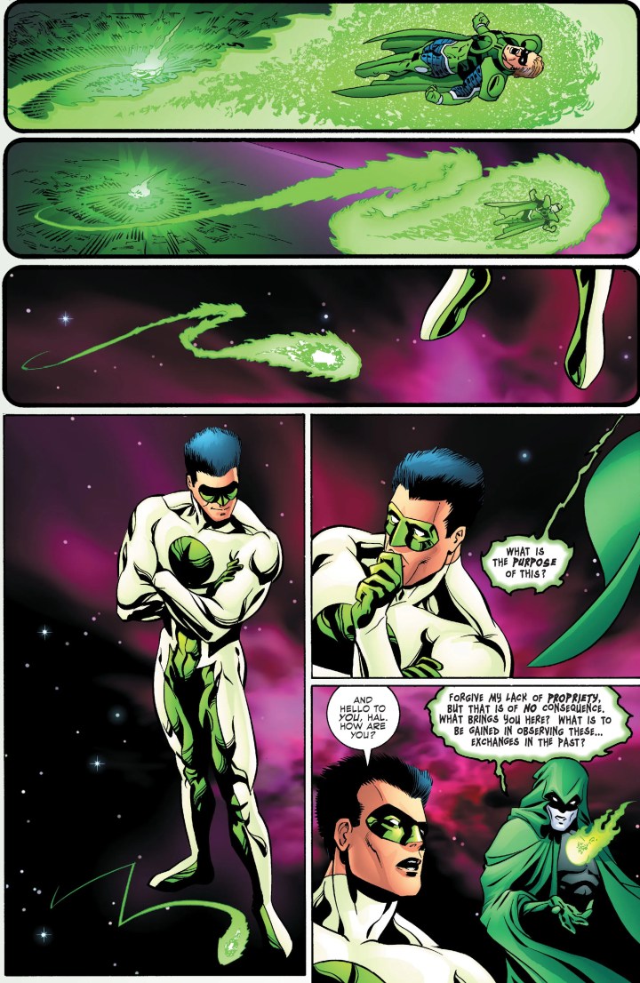 In 'Green Lantern' (1990) #150, Ion sees the timeline.