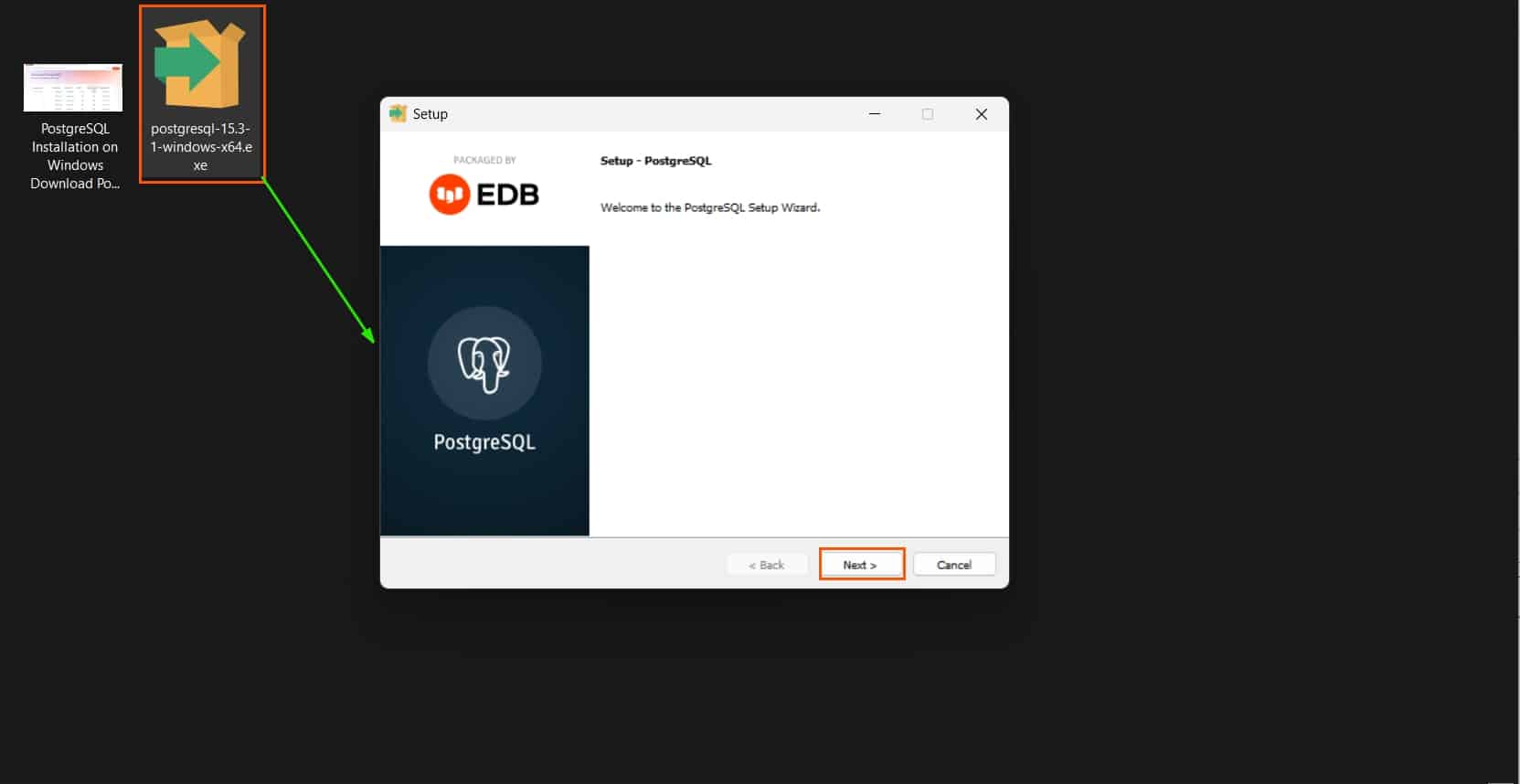 PostgreSQL installation tutorial on Windows Server 2016.