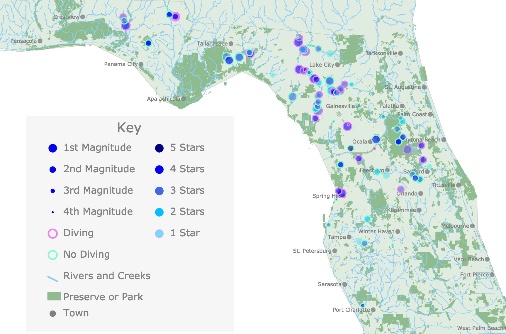 Florida Springs Map Springs 
