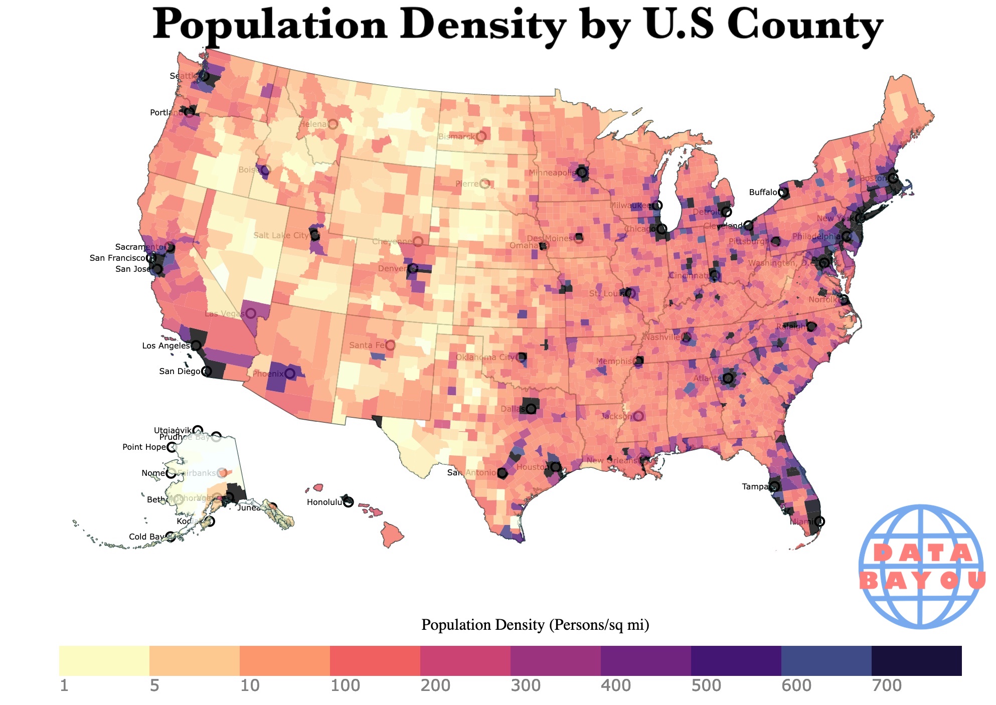 Alaska Population Density By County Popdens 