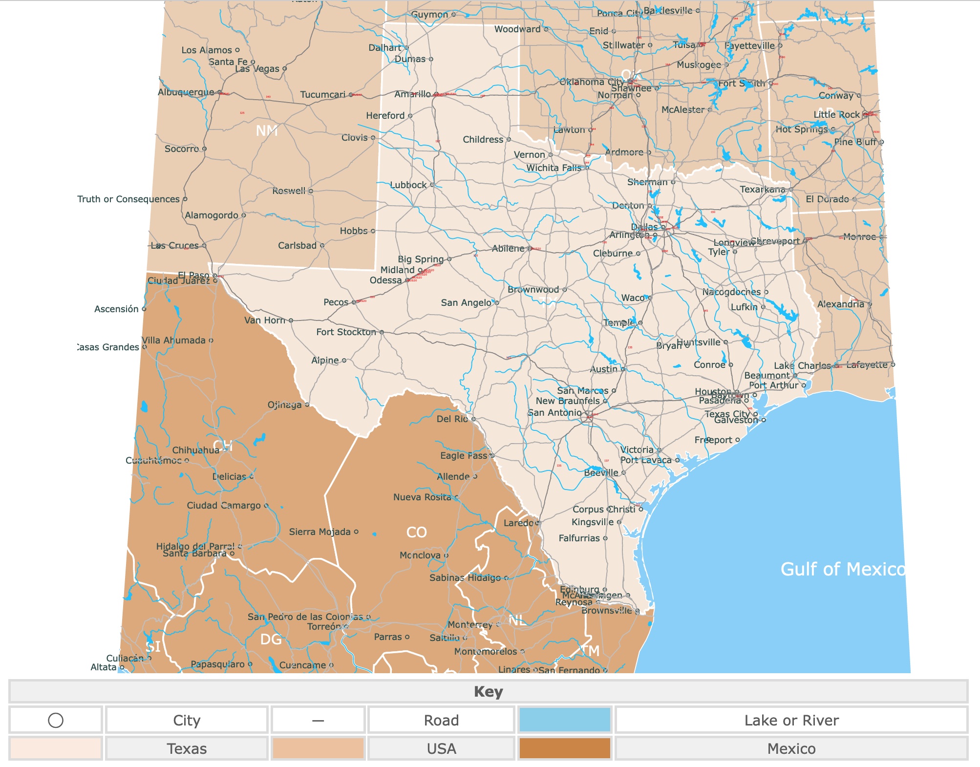 Texas Map With Counties And Cities Texas 