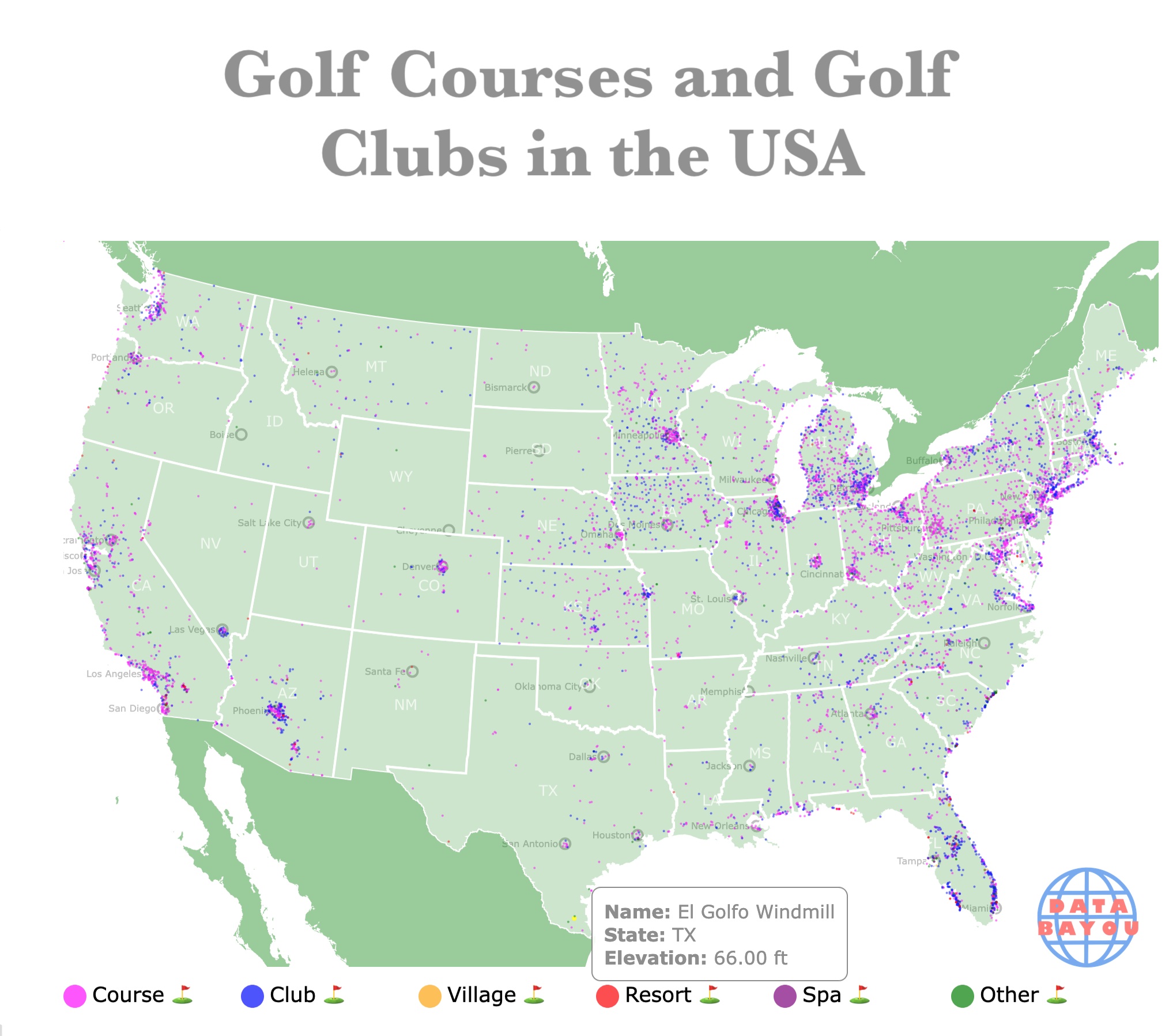 U S Map Of Golf Courses And Golf Clubs Golf 