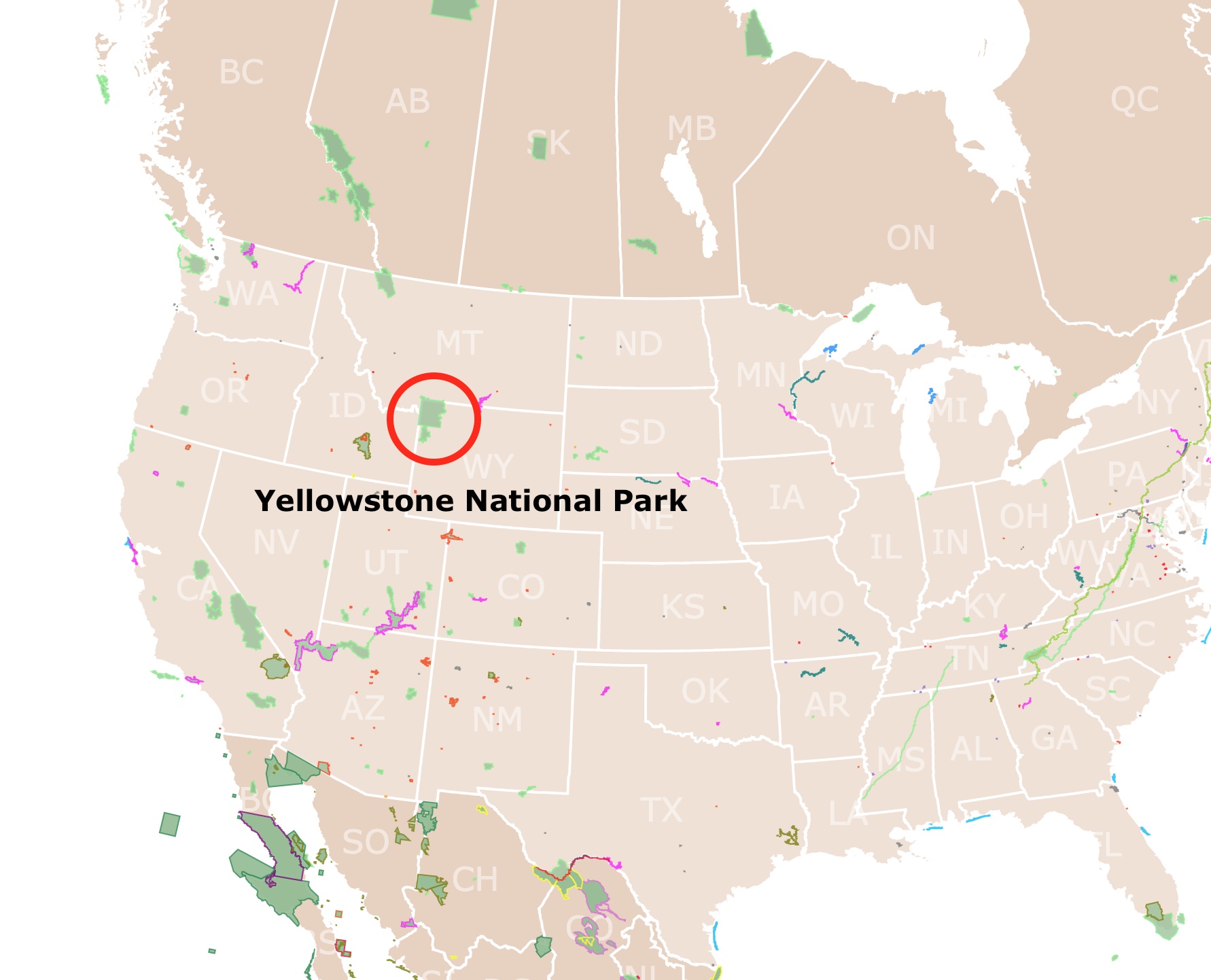 Interactive Map Of The Yellowstone National Park Location 
