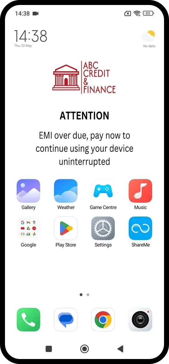Unremovable Wallpaper for loan repayment reminder resulting in better collections