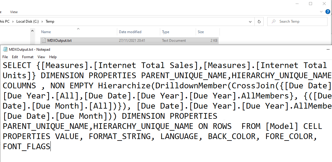 Retrieve the mdx queries generated by excel