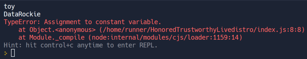 error ที่เกิดจากการ reassign ค่าตัวแปร const