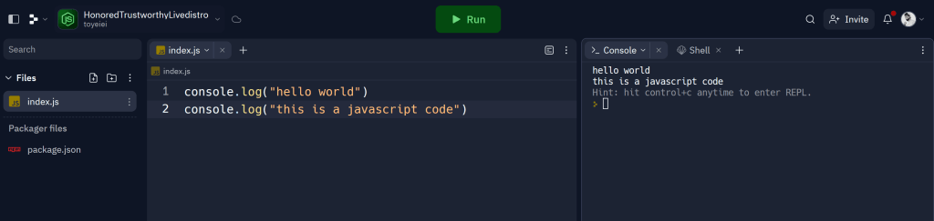 JavaScript 101 on replit.com