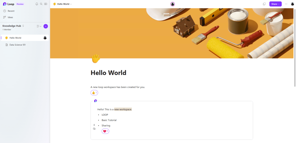 Microsoft Loop User Interface