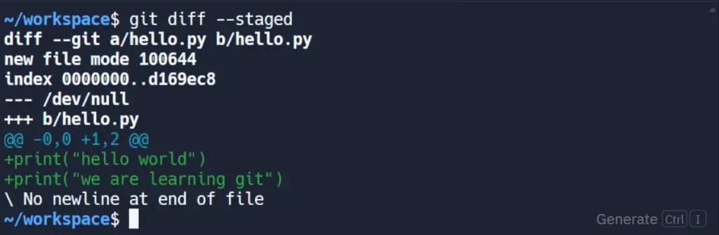ตัวอย่างการใช้ git diff