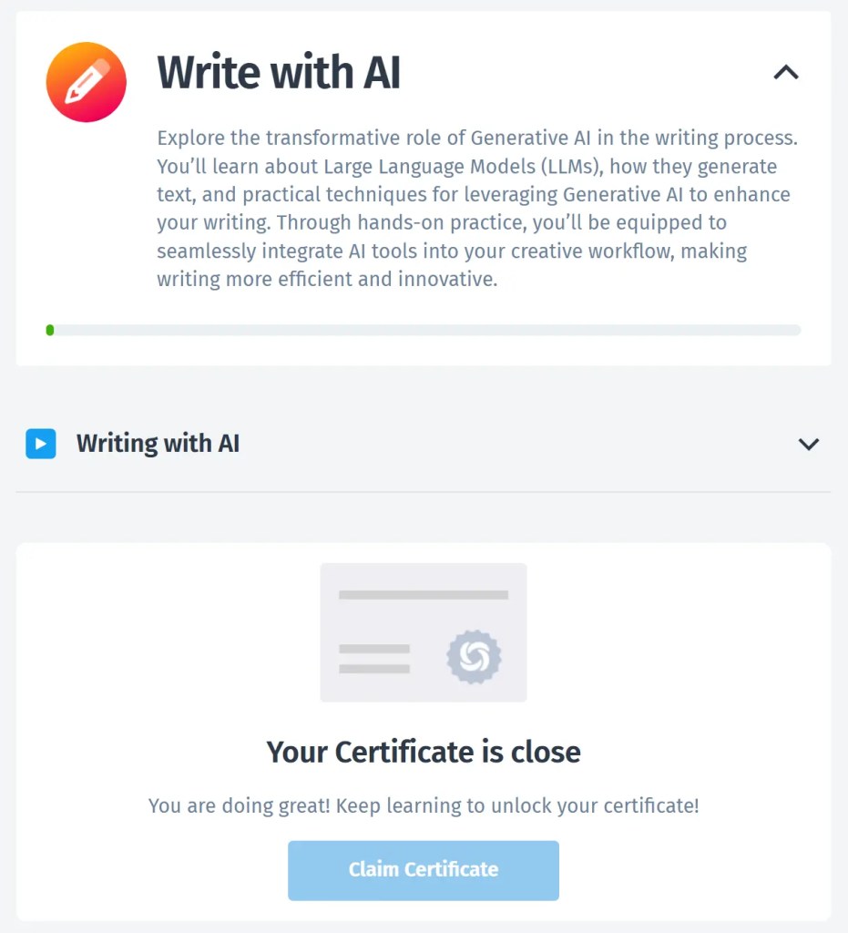 ตัวอย่างคอร์ส Write with AI