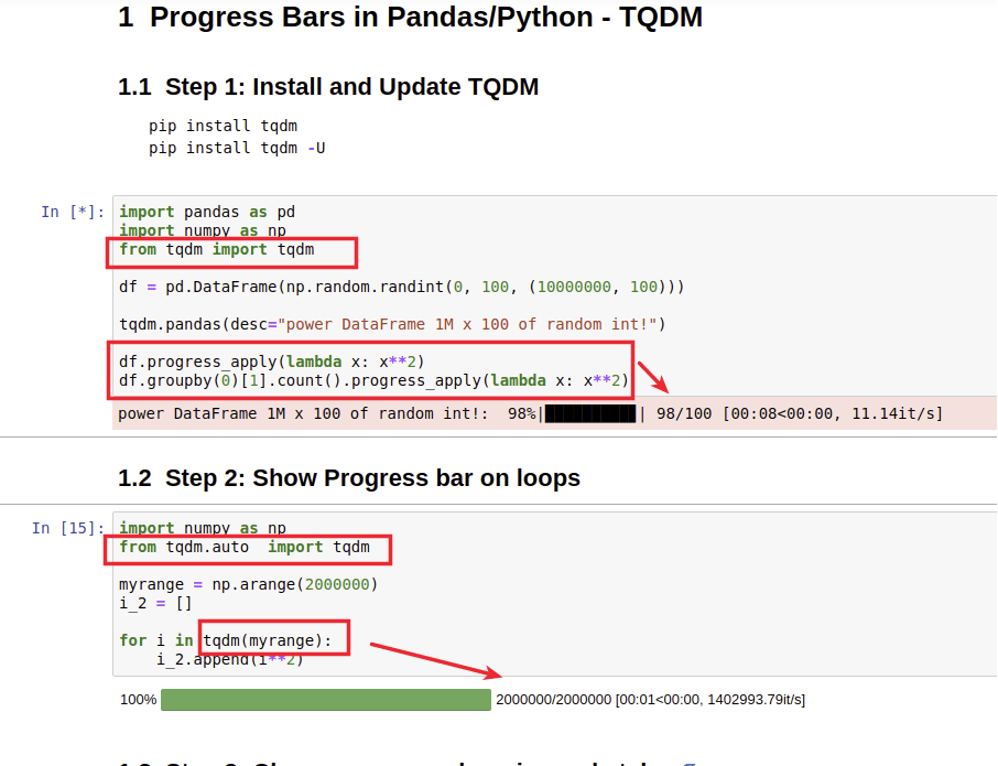 Progress bars in pandas/python